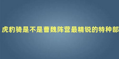 虎豹骑是不是曹魏阵营最精锐的特种部队呢