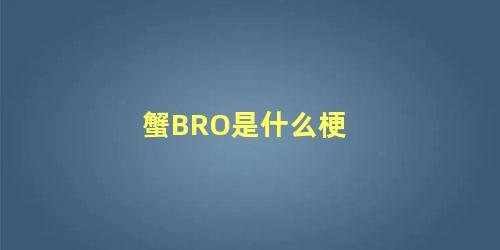 蟹BRO是什么梗