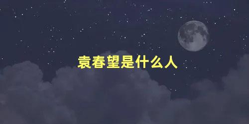 袁春望是什么人