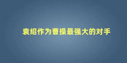 袁绍作为曹操最强大的对手