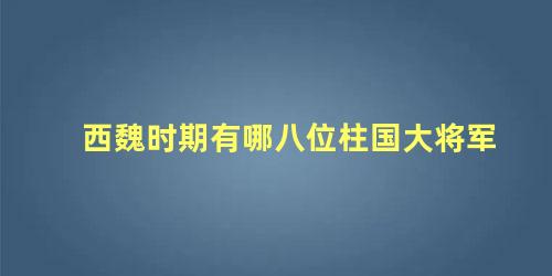 西魏时期有哪八位柱国大将军