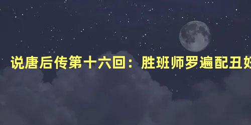 说唐后传第十六回：胜班师罗遍配丑妇