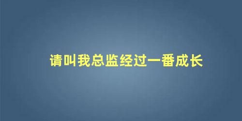 请叫我总监经过一番成长