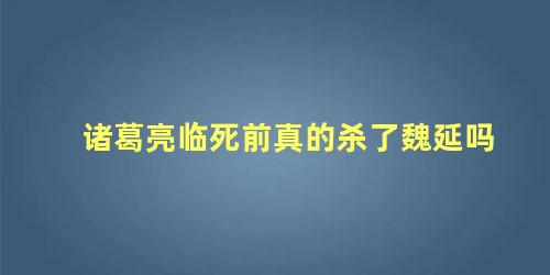 诸葛亮临死前真的杀了魏延吗