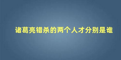 诸葛亮错杀的两个人才分别是谁