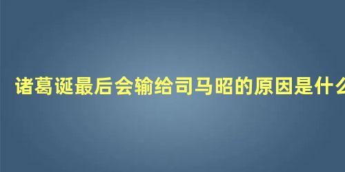 诸葛诞最后会输给司马昭的原因是什么