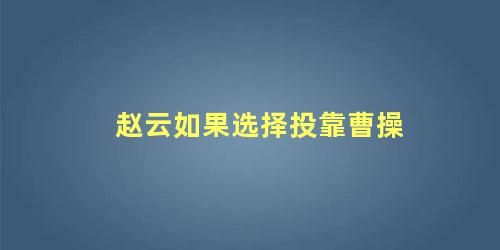 赵云如果选择投靠曹操