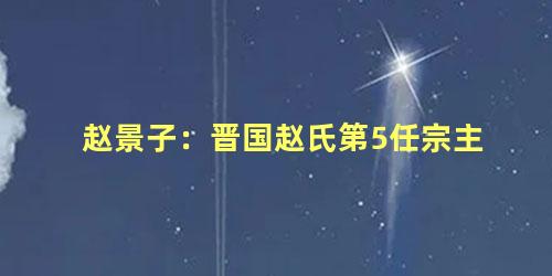 赵景子：晋国赵氏第5任宗主