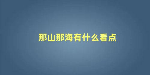 那山那海有什么看点