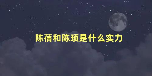 陈蒨和陈顼是什么实力