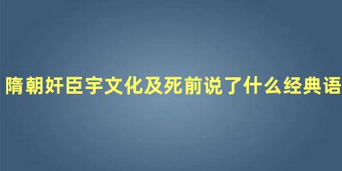 隋朝奸臣宇文化及死前说了什么经典语录