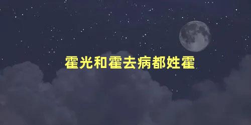 霍光和霍去病都姓霍