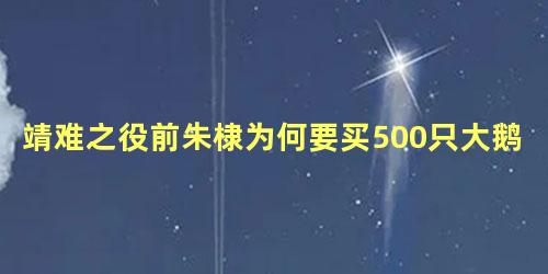 靖难之役前朱棣为何要买500只大鹅