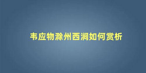 韦应物滁州西涧如何赏析