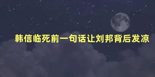 韩信临死前一句话让刘邦背后发凉