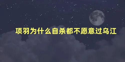 项羽为什么自杀都不愿意过乌江