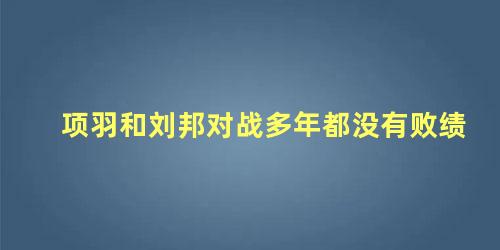 项羽和刘邦对战多年都没有败绩