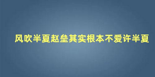 风吹半夏赵垒其实根本不爱许半夏