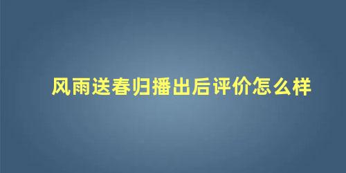 风雨送春归播出后评价怎么样