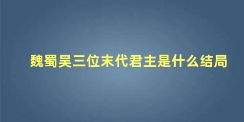 魏蜀吴三位末代君主是什么结局