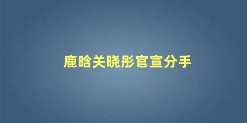 鹿晗关晓彤官宣分手